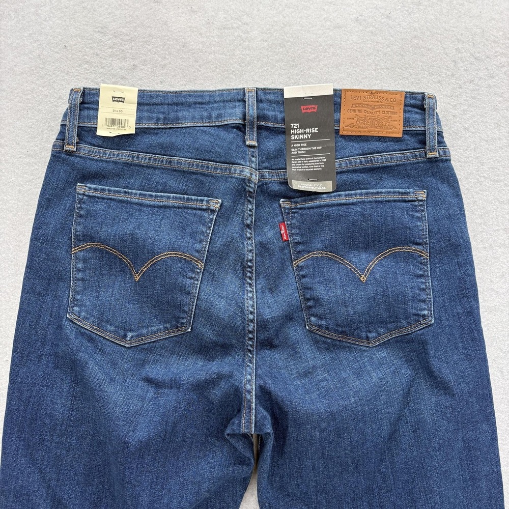 Levis Premium 721 High Rise Skinny Jeans Womens 31x30 Blue Med Wash Stretch Pant